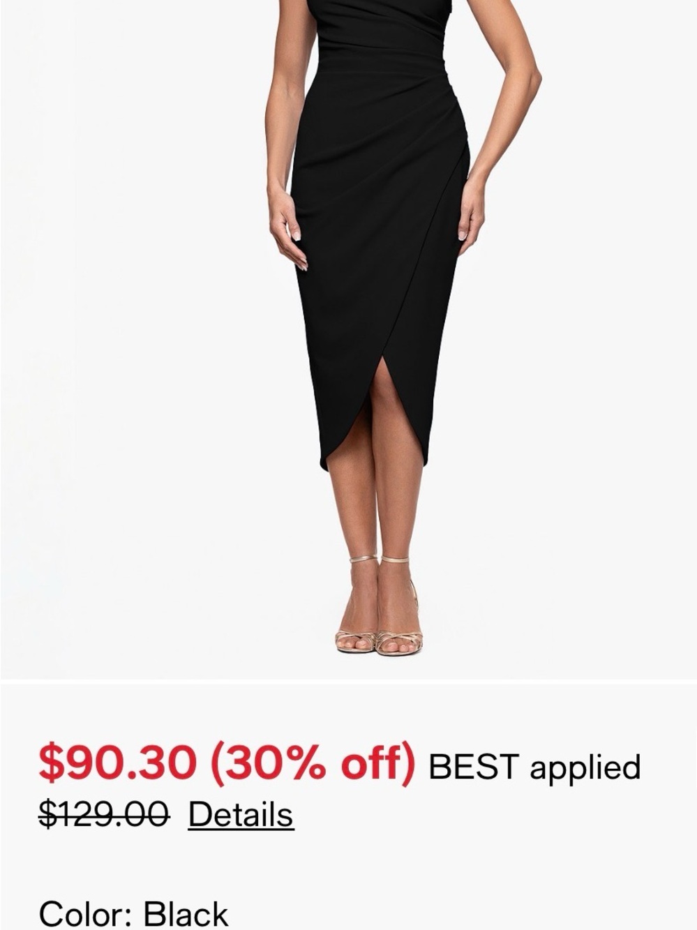 Xscape Black Asymmetric Wrap Pencil Dress